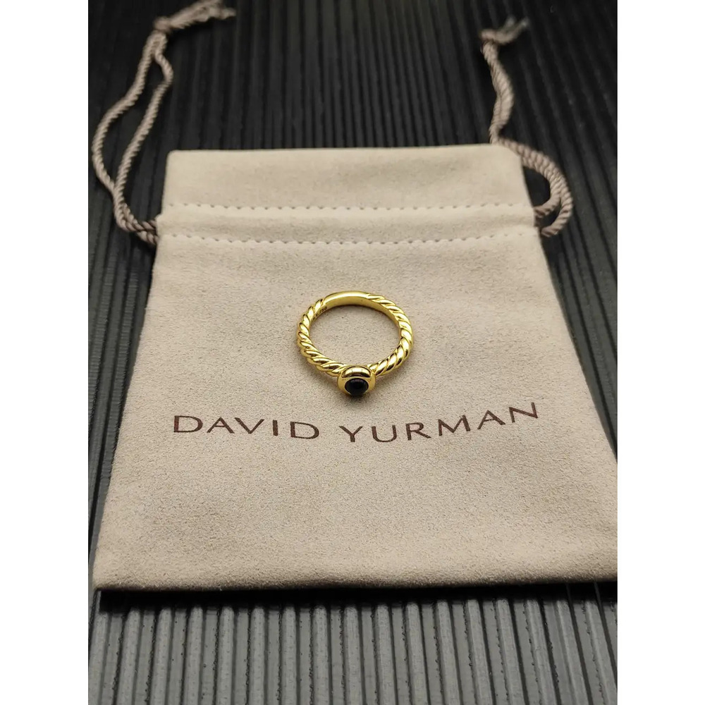 David Yurman Small Gold Cable Black Ring